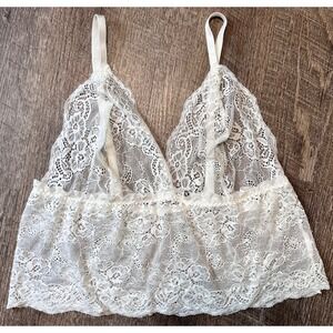 White‎ Lace Peplum top adjustable straps size M